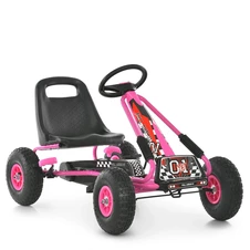 Детский карт M 0645(2)-8 педальный розовый с регулируемым сиденьем