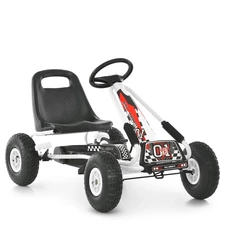 Детский карт M 0645(2)-1 педальный белый с регулируемым сиденьем