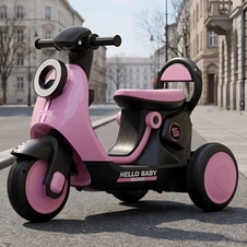 Детский мотоцикл на аккумуляторе M 6298BR-8 розовый с пультом