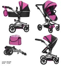 Коляска для куклы Carrello Fortuna 9695 Rose red малиновая фото 33