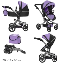 Коляска для куклы Carrello Fortuna 9695 Purple фиолетовая фото 33