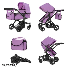 Коляска для куклы 2 в 1 Carrello Maestro 9651B Purple фиолетовая с сумочкой фото 33