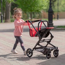 Коляска для куклы Carrello Magia 9636 Pink розовая с сумочкой 3 в 1 фото 55