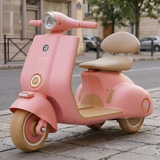 Детский мотоцикл M 6327L-8 розовый скутер сиденье со спинкой