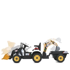 Детский трактор M 6027EBLR-4 синий с ковшами и прицепом купить