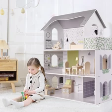 Деревянный кукольный домик MD 1669 трехэтажный с мебелью фото 11