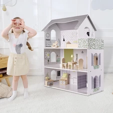 Деревянный кукольный домик MD 1669 трехэтажный с мебелью фото 33