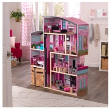 Деревянный кукольный домик MD 1430 четырехэтажный с мебелью купить