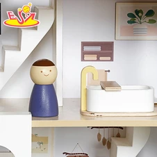 Деревянный кукольный домик MD 1427 трехэтажный с мебелью купить