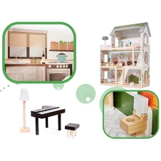 Деревянный кукольный домик MD 1426 трехэтажный с мебелью фото 66