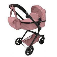 Коляска для куклы Carrello Alfa 9707 Powder pink розовая 2 в 1 с сумочкой