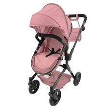 Коляска для куклы Carrello Alfa 9707 Powder pink розовая 2 в 1 с сумочкой фото 11