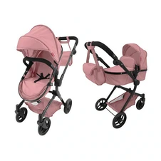 Коляска для куклы Carrello Alfa 9707 Powder pink розовая 2 в 1 с сумочкой купить