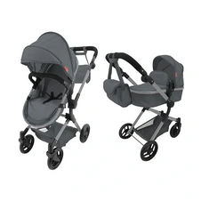 Коляска для куклы Carrello Alfa 9707 Grey серая 2 в 1 с сумочкой купить
