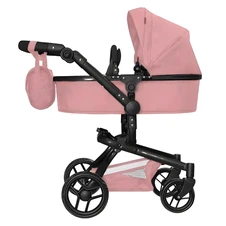 Коляска для куклы Carrello Fortuna 9695 Powder pink нежно-розовая с сумочкой
