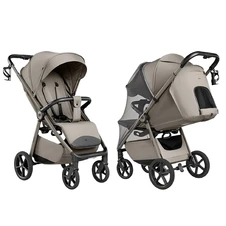 Прогулочная коляска Carrello Bravo Lite CRL-5529 Oak Beige бежевая с подстаканником фото 11