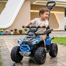 Детский квадроцикл M 6427EBLR-4 синий каталка-толокар с родительской ручкой фото 11