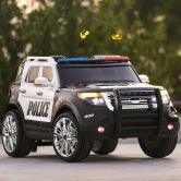 Детский электромобиль джип M 3259 EBLR-1-2 Police, кожаное сиденье, черно-белый