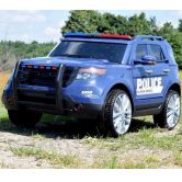 Детский электромобиль джип M 3259 EBLR-4 Police, кожаное сиденье, синий