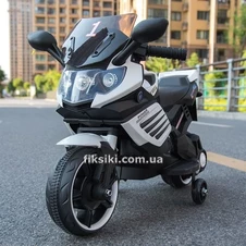 Детский мотоцикл M 3582 EL-1, мягкое сиденье, черно-белый фото 11