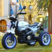 Детский мотоцикл M 3687 AL-1, c кожаным сиденьем, белый