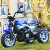 Детский мотоцикл M 3687 AL-4, c кожаным сиденьем, синий