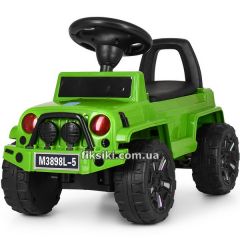 Детская каталка-толокар M 3898 L-5, Jeep с кожаным сиденьем, зеленая