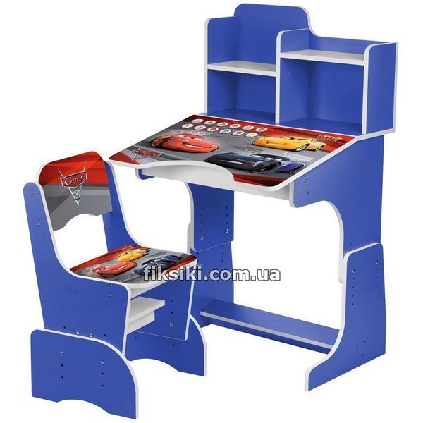 Кликните для увеличения изображения Купить Детская парта W 2071-70-4 Тачки, со стульчиком, синяя