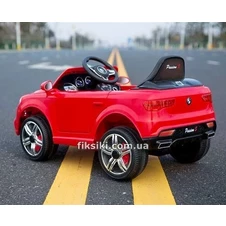Детский электромобиль M 3180 EBLR-3, BMW с кожаным сиденьем, красный фото 11