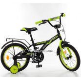Детский велосипед PROF1 16д. T1637 Racer, черно-салатовый