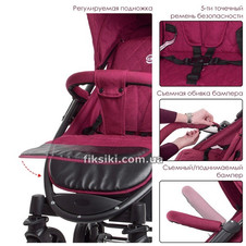 Прогулочная коляска M 3409L FAVORIT Burgundy Red, бордовая купить