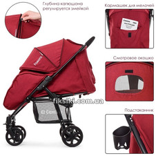 Прогулочная коляска M 3409L FAVORIT Crimson, красная фото 11