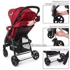 Прогулочная коляска M 3409L FAVORIT Crimson, красная фото 33