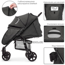 Прогулочная коляска M 3409L FAVORIT Graphite, серая фото 11