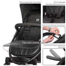 Прогулочная коляска M 3409L FAVORIT Graphite, серая купить