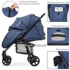 Прогулочная коляска M 3409L FAVORIT Navy Blue, синяя фото 11