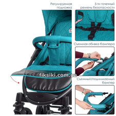 Коляска детская M 3409L FAVORIT Lagoon прогулочная, бирюзовая купить